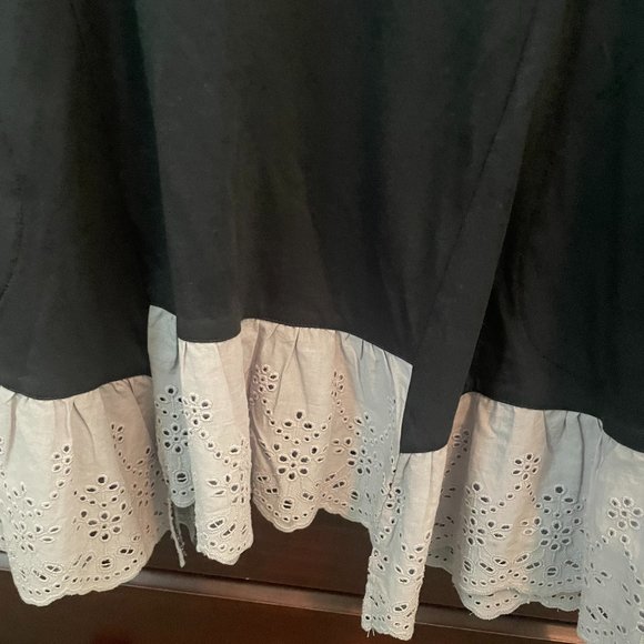 LOGO by Lori Goldstein Cotton Modal Elbow Sleeve Eyelet Hem Top - Picture 4 of 8